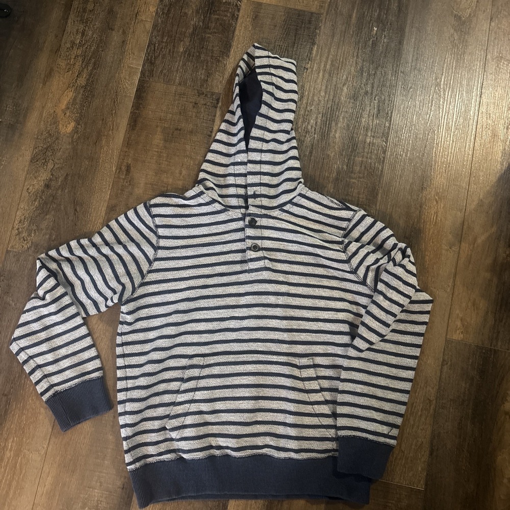 American Eagle Hooded Sweatshirt Ladies Medium Classic Fit Navy Stripes Vintage